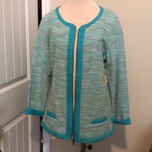 Coldwater Creek ocean blue knit jacket NWT